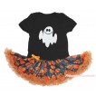 Halloween Black Baby Bodysuit Spider Web Pumpkin Pettiskirt & Ghost Print JS4708